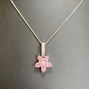 Pink stone flower necklace